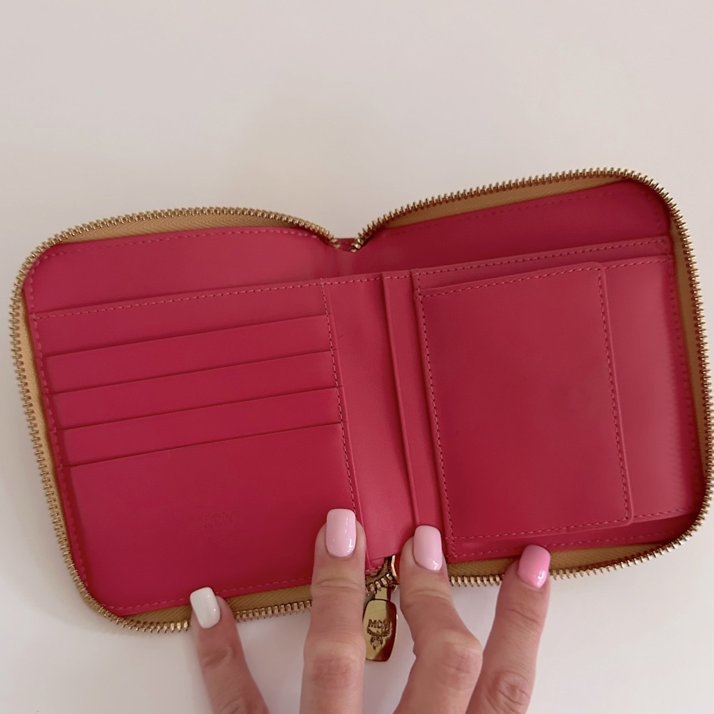 Authentic MCM Leather Zip Wallet Gold - Picture 6 of 8
